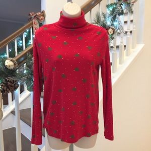 CHRISTMAS TURTLENECK TREES RED GREEN MEDIUM NWOT